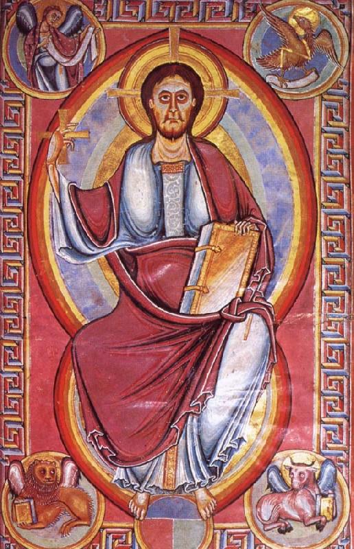Christus in majesty, page from the bible of Stavelot, unknow artist